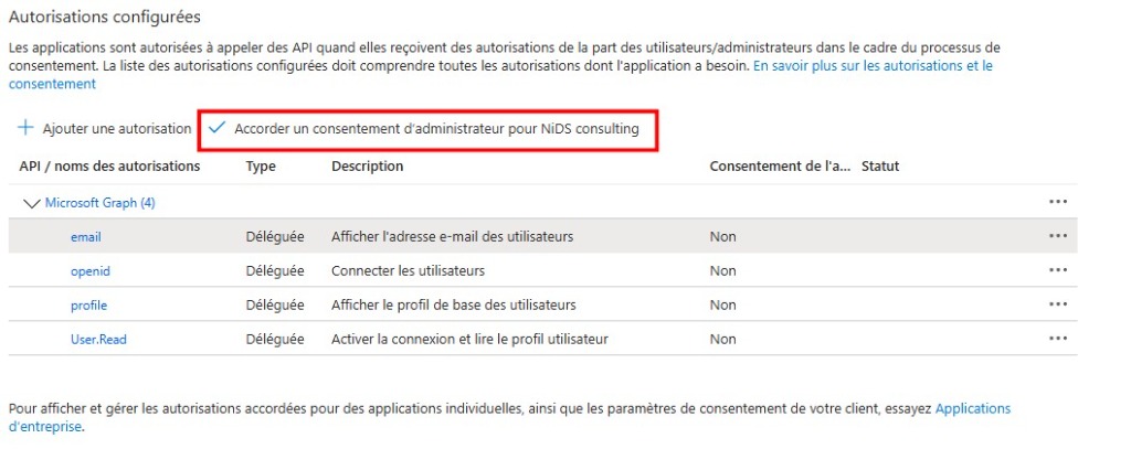 Accorder un consentement Admin